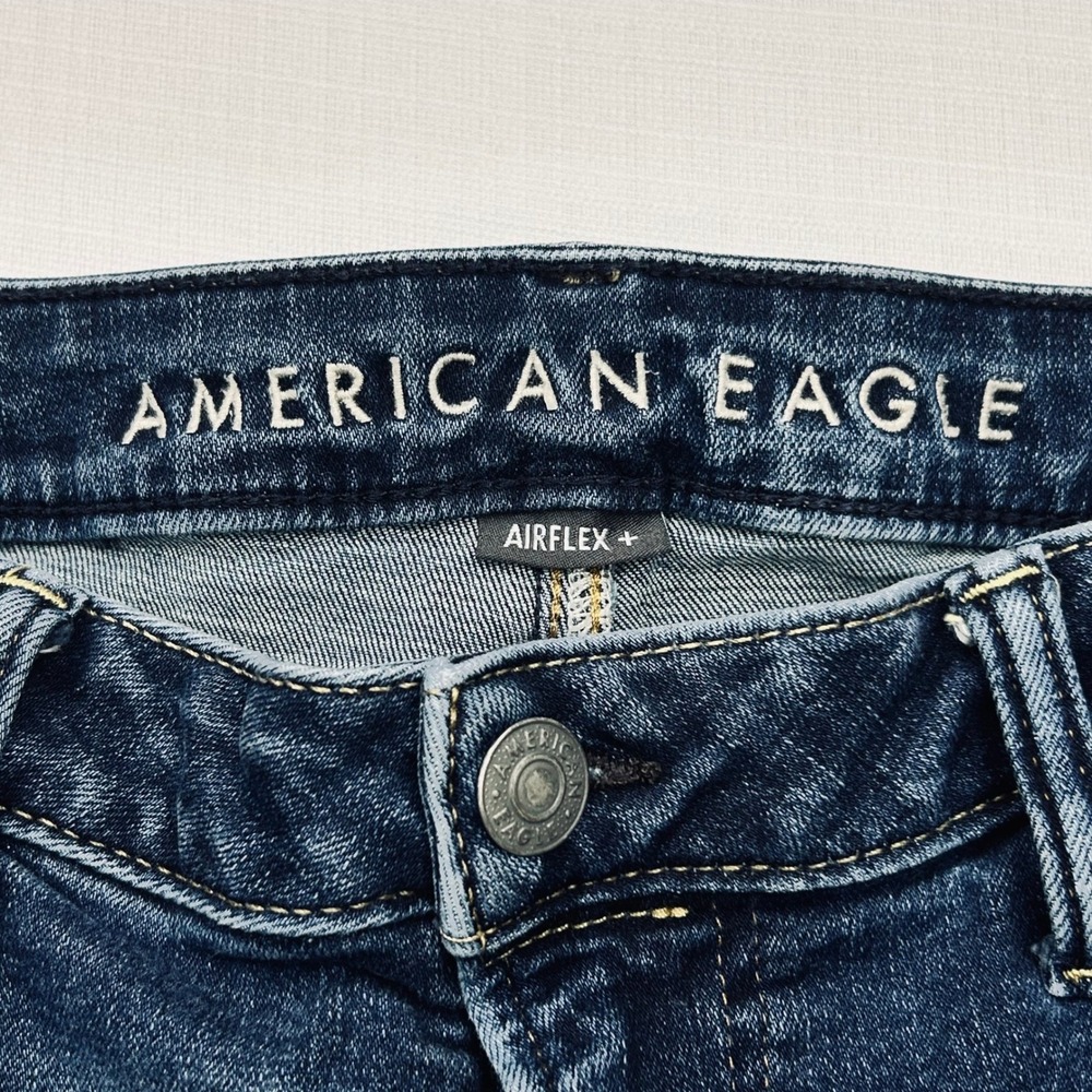 American Eagle Airflex+ Jeans Mens 38x36 Dark Wash Blue Denim Relaxed Straight - Picture 3 of 13
